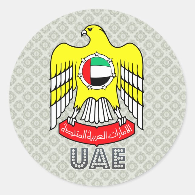 Pegatina Redonda Escudo de armas de Uae (Anverso)