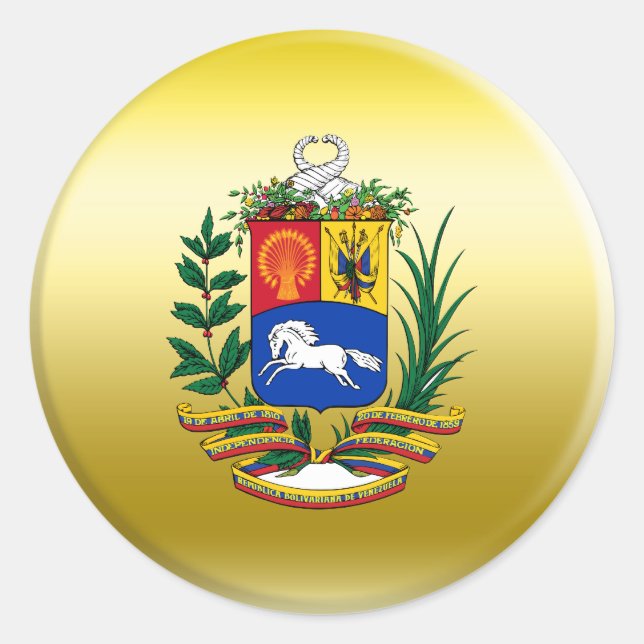 Pegatina Redonda Escudo de armas de Venezuela (Anverso)