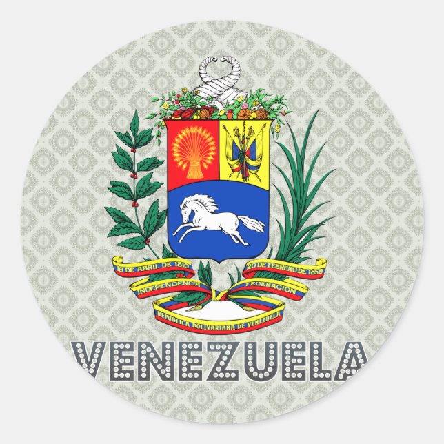 Pegatina Redonda Escudo de armas de Venezuela (Anverso)