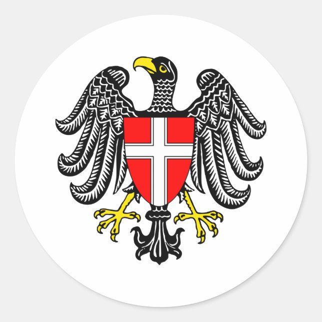 Pegatina Redonda Escudo De Armas De Viena (Anverso)