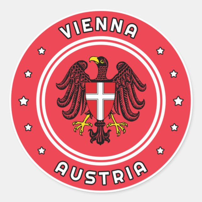 Pegatina Redonda Escudo de armas de Viena, Austria (Anverso)