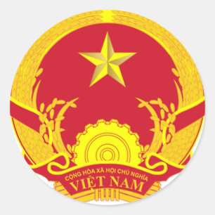 PEGATINA REDONDA ESCUDO DE ARMAS DE VIETNAM. SÍMBOLO DE VIET
