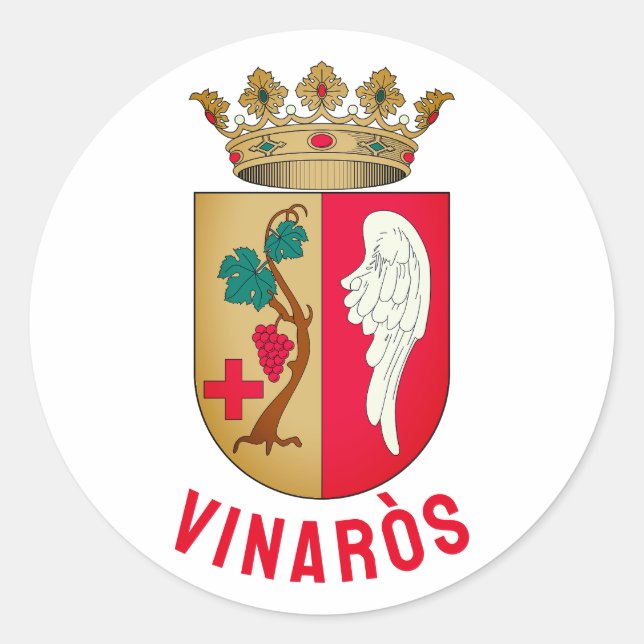 Pegatina Redonda Escudo de armas de Vinaròs (Anverso)