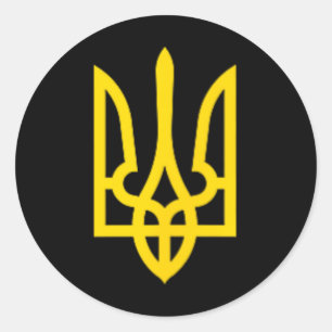Pegatina Redonda Escudo de armas de Volodymyr Zelenskyy Ucrania Mil