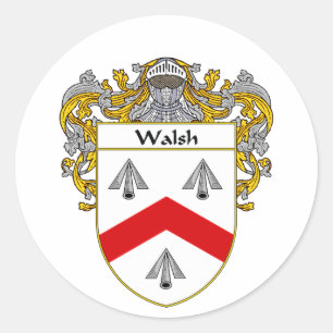 Pegatina Redonda Escudo de armas de Walsh (cubierto)