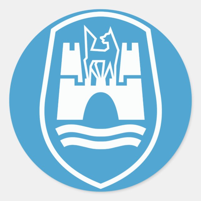 Pegatina Redonda Escudo de armas de Wolfsburg (blanco) (Anverso)