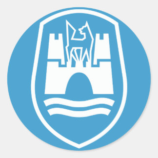 Pegatina Redonda Escudo de armas de Wolfsburg (blanco)