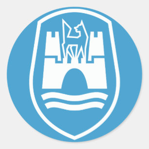 Pegatina Redonda Escudo de armas de Wolfsburgo (blanco)