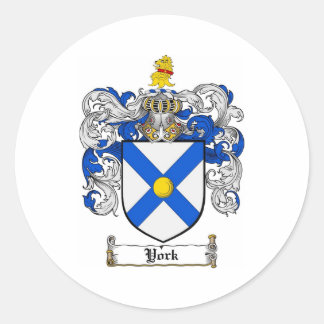 Pegatina Redonda Escudo de armas de York/Corredor de familia de Yor