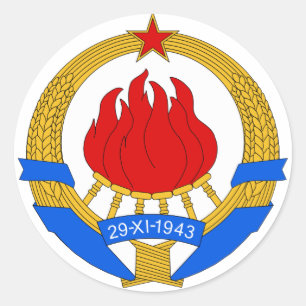 Pegatina Redonda Escudo de armas de Yugoslavia (1945-1992)