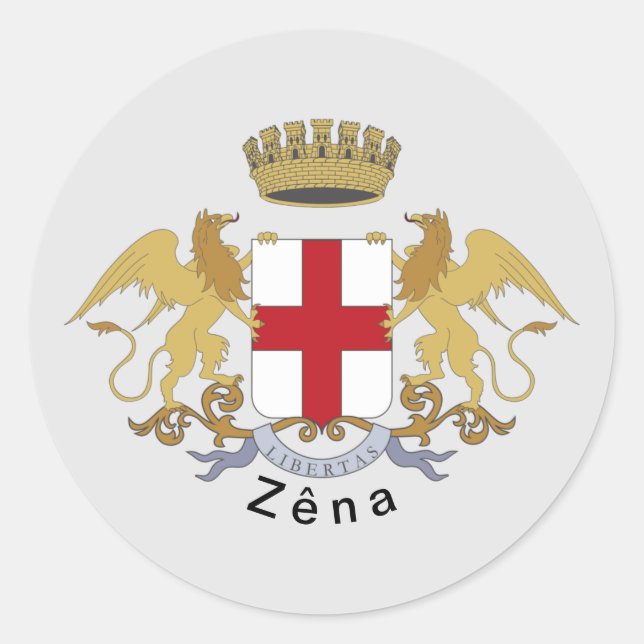Pegatina Redonda Escudo de armas de Zêna (Génova, Liguria) (Anverso)