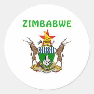Pegatina Redonda Escudo de armas de Zimbabwe