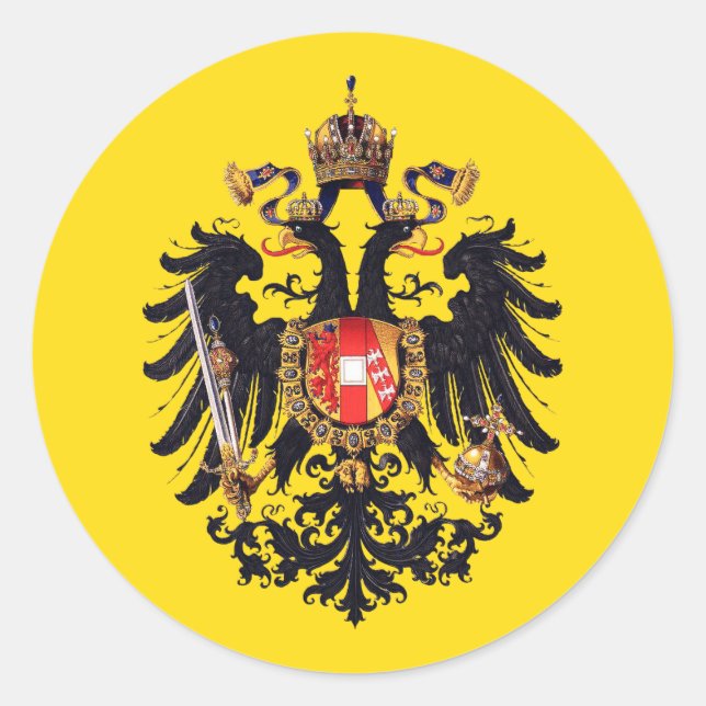 Pegatina Redonda Escudo de armas del botón Imperio austriaco (Anverso)