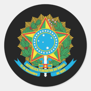 Pegatina Redonda Escudo de armas del Brasil