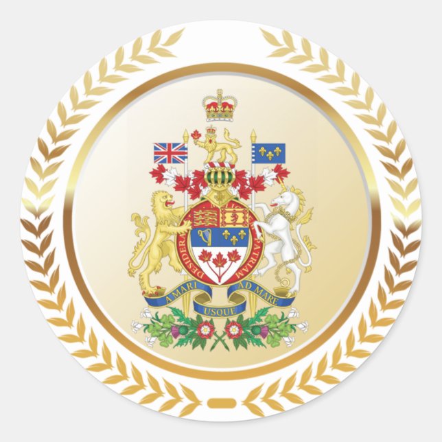 Pegatina Redonda Escudo de armas del Canadá (Anverso)