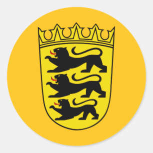 Pegatina Redonda Escudo de armas del estado alemán Baden-Wurttember