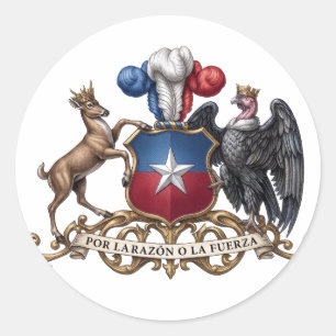 Pegatina Redonda escudo de armas del país Chile símbolo emblema ban