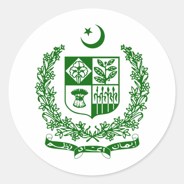 Pegatina Redonda Escudo de armas del Pakistán (Anverso)