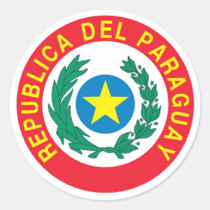 Pegatina Redonda Escudo de armas del Paraguay