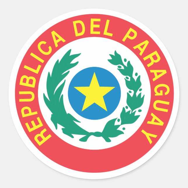 Pegatina Redonda Escudo de armas del Paraguay (Anverso)