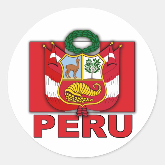 Pegatina Redonda Escudo de armas del Perú (Anverso)