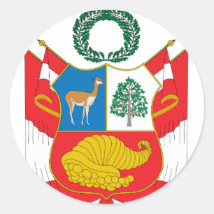Pegatina Redonda Escudo De Armas Del Perú
