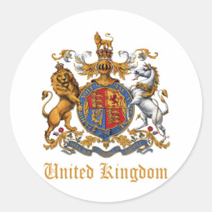 PEGATINA REDONDA ESCUDO DE ARMAS DEL REINO UNIDO