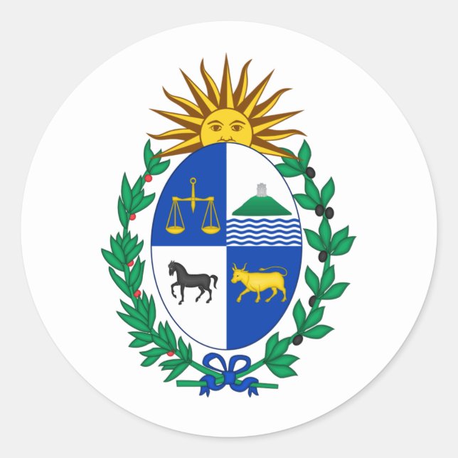 Pegatina Redonda Escudo de armas del Uruguay (Anverso)