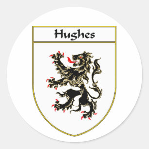 Pegatina Redonda Escudo de armas Hughes