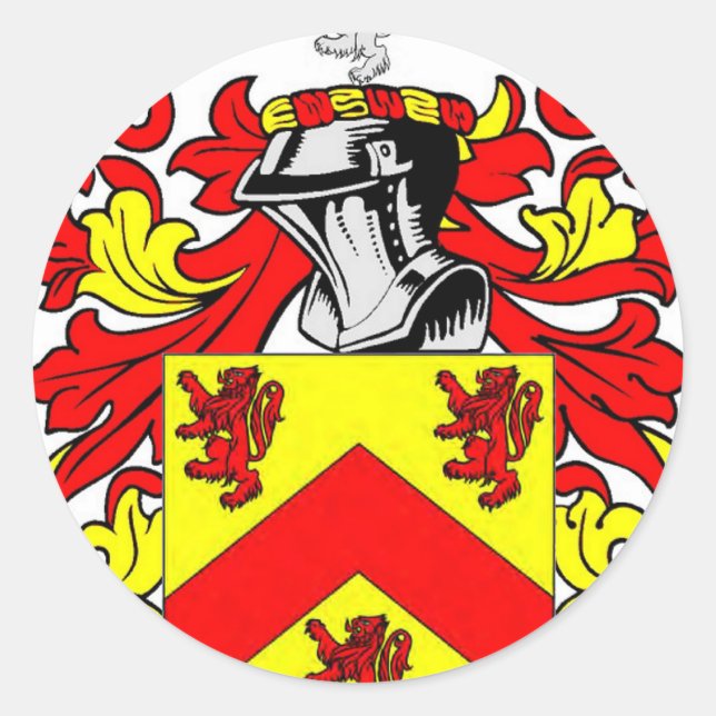 Pegatina Redonda Escudo de armas Hughes (irlandés) (Anverso)