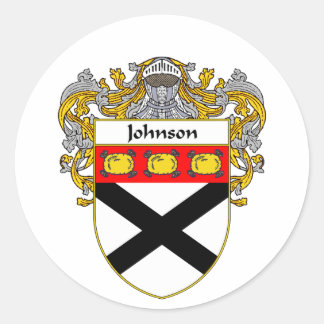 Pegatina Redonda Escudo de armas Johnson (Mantled)