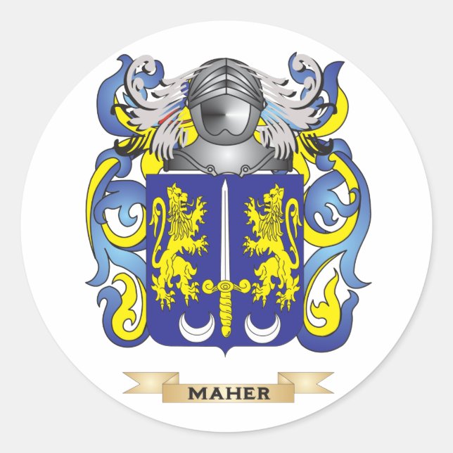 Pegatina Redonda Escudo de armas Maher (escudo familiar) (Anverso)