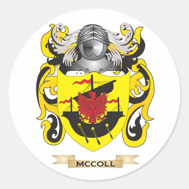Pegatina Redonda Escudo de armas McColl (escudo familiar) (Anverso)