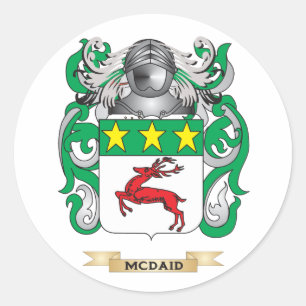 Pegatina Redonda Escudo de armas McDaid (escudo familiar)