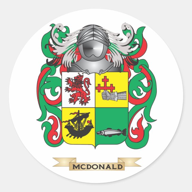 Pegatina Redonda Escudo de armas McDonald-(pizarra) (escudo familia (Anverso)