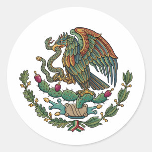 Pegatina Redonda escudo de armas país México símbolo emblema bander