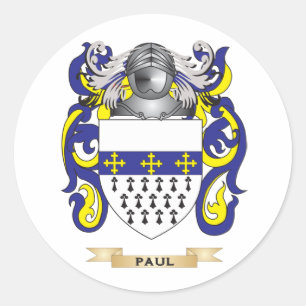 Pegatina Redonda Escudo de armas Paul (escudo familiar)