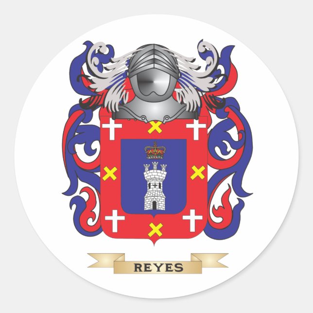 Pegatina Redonda Escudo de armas Reyes (escudo familiar) (Anverso)