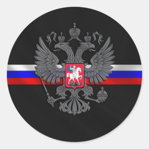 Pegatina Redonda Escudo de armas ruso