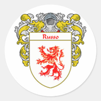 Pegatina Redonda Escudo de armas ruso (Mantled)