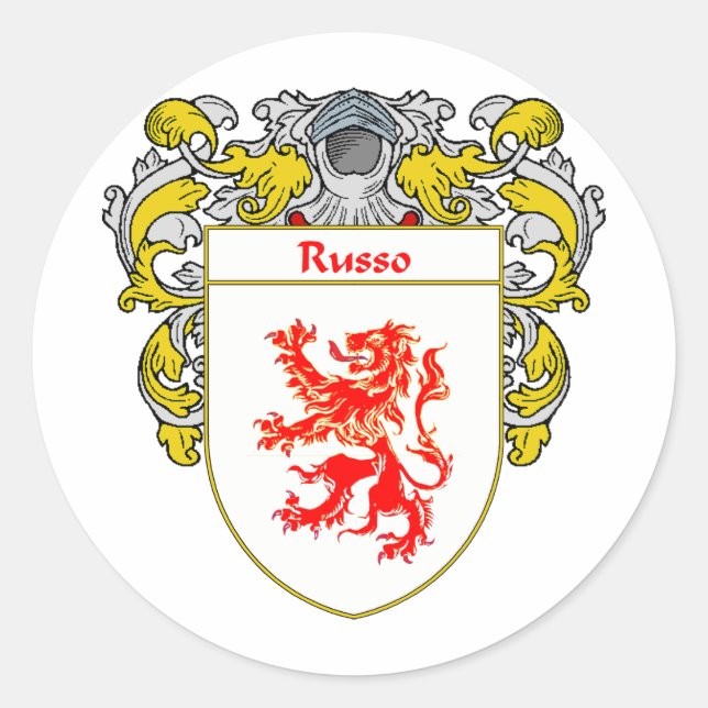 Pegatina Redonda Escudo de armas ruso (Mantled) (Anverso)
