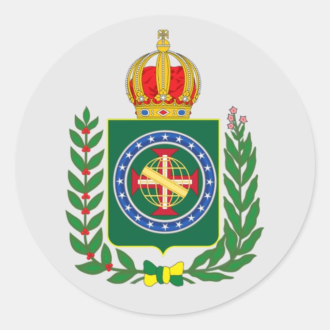 Pegatina Redonda Escudo de armas - Segundo Imperio del Brasil (Anverso)