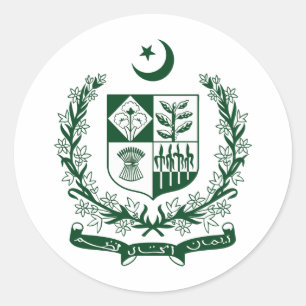 Pegatina Redonda escudo de armas símbolo emblema águila de Pakistán