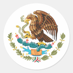 Pegatina Redonda Escudo de armas símbolo emblema águila país México