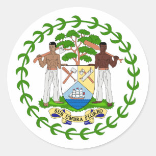 Pegatina Redonda escudo de armas símbolo emblema bandera de Belice