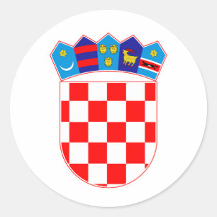 Pegatina Redonda escudo de armas símbolo emblema bandera de Croacia