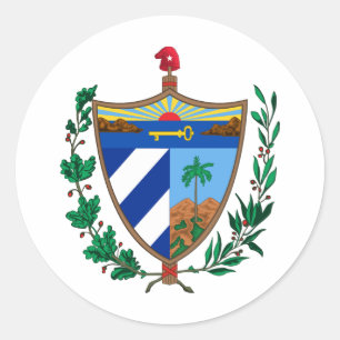 Pegatina Redonda escudo de armas símbolo emblema bandera de Cuba