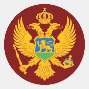 Pegatina Redonda escudo de armas símbolo emblema bandera de Montene