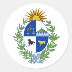 Pegatina Redonda escudo de armas símbolo emblema bandera país Urugu