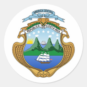 Pegatina Redonda escudo de armas símbolo emblema del país Costa Ric